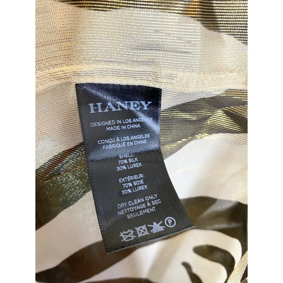 HANEY Zebra Animal Bo Silk Metallic Semi-Sheer V-Neck 3/4 Sleeve Kaftan Caftan - Picture 5 of 7